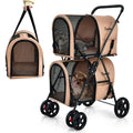 4-in-1 Double Pet Stroller with Detachable Carrier