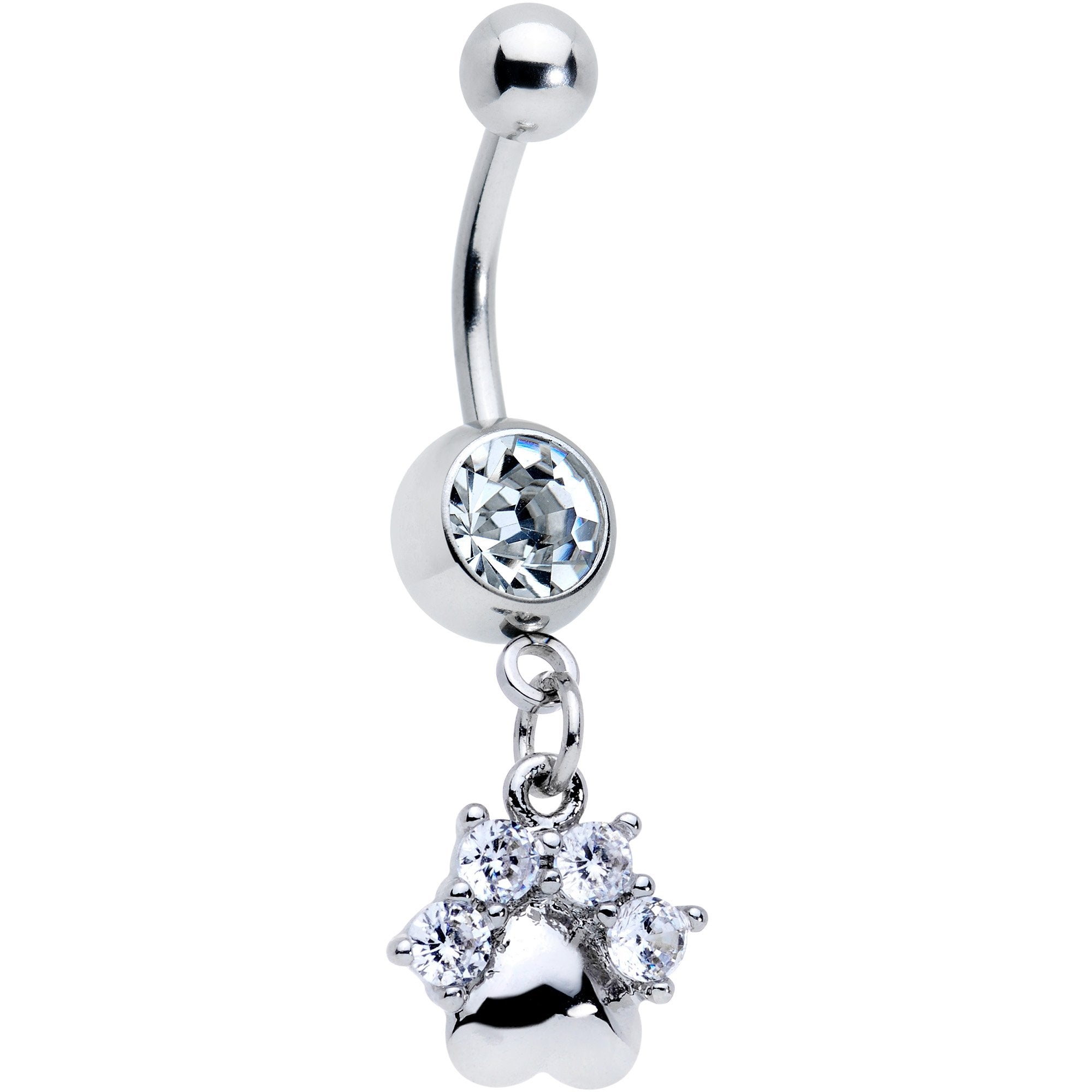 Puppy Dog Paw Dangle Belly Ring
