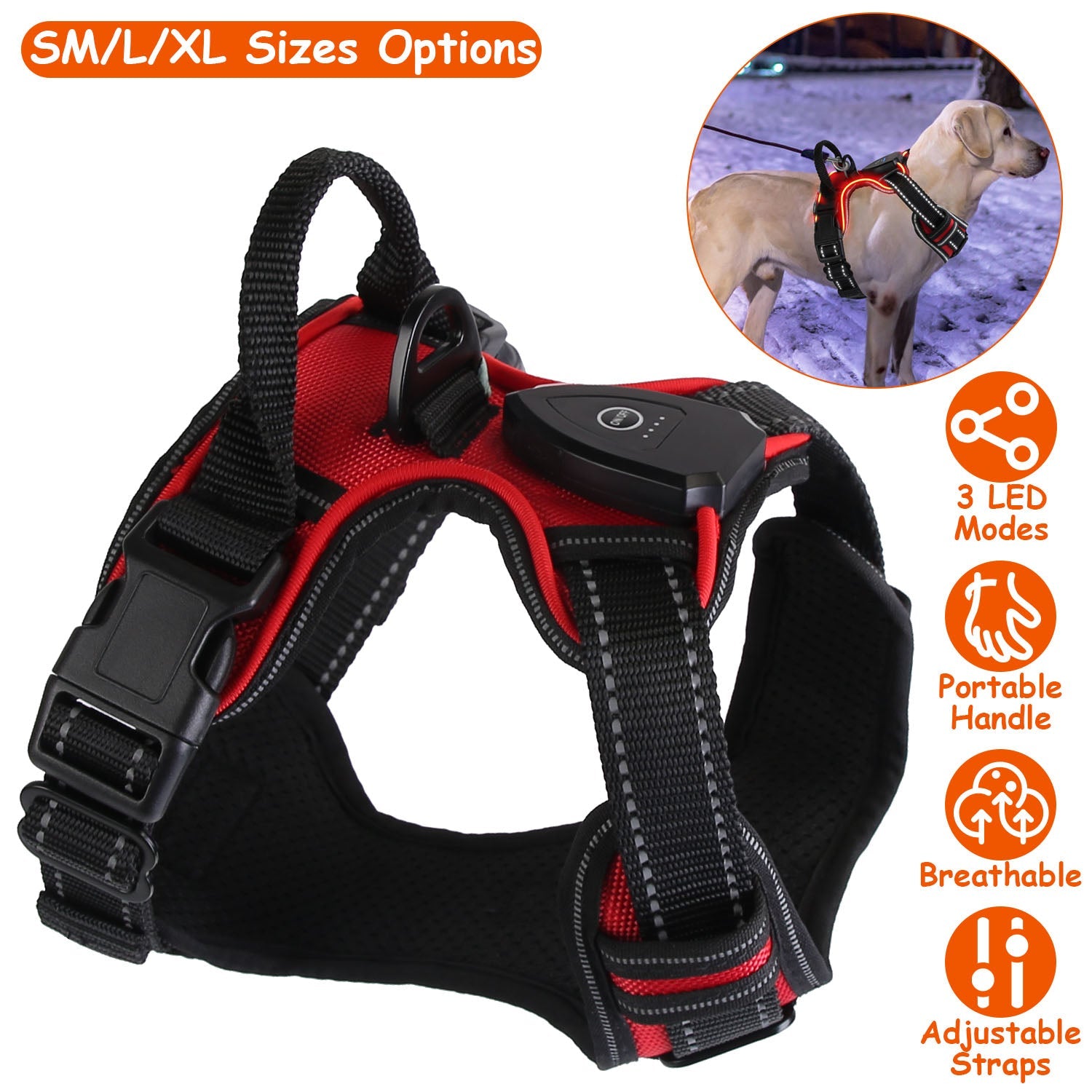 Light Up Dog Harness Rechargeable
