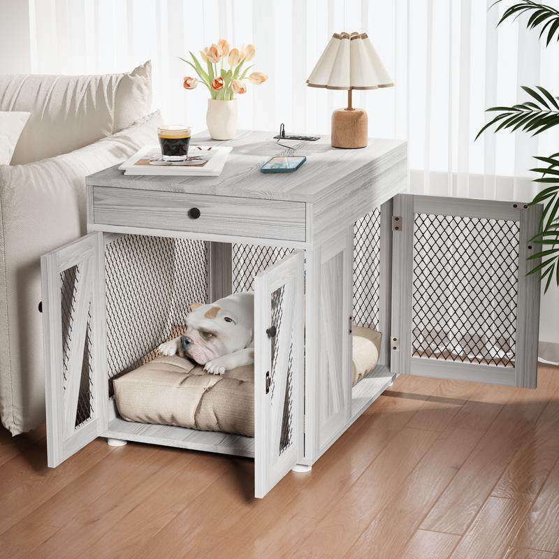 Dog Crate End Table Furniture with Drawer
