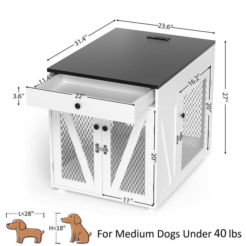 Dog Crate End Table Furniture with Drawer
