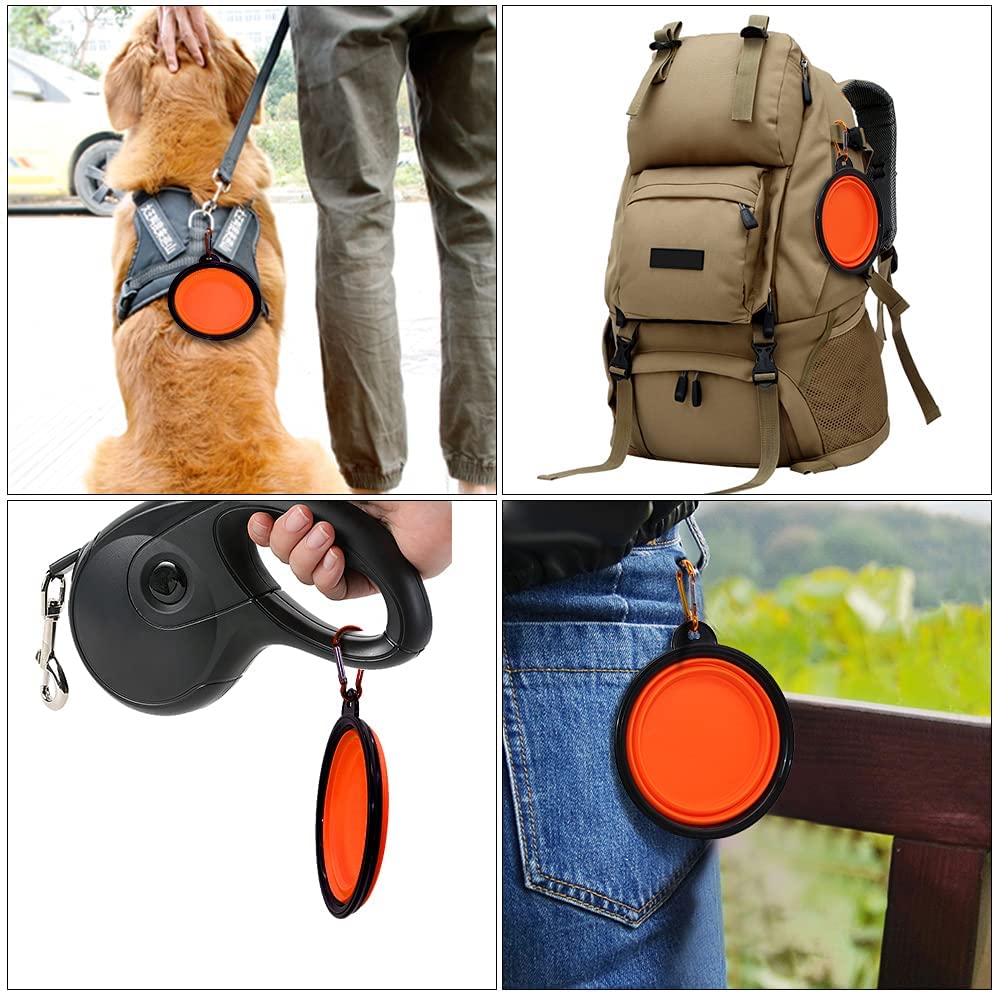 5" Portable and Foldable Small Dog Bowl-Orange set of 5