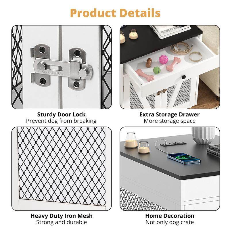 Dog Crate End Table Furniture with Drawer