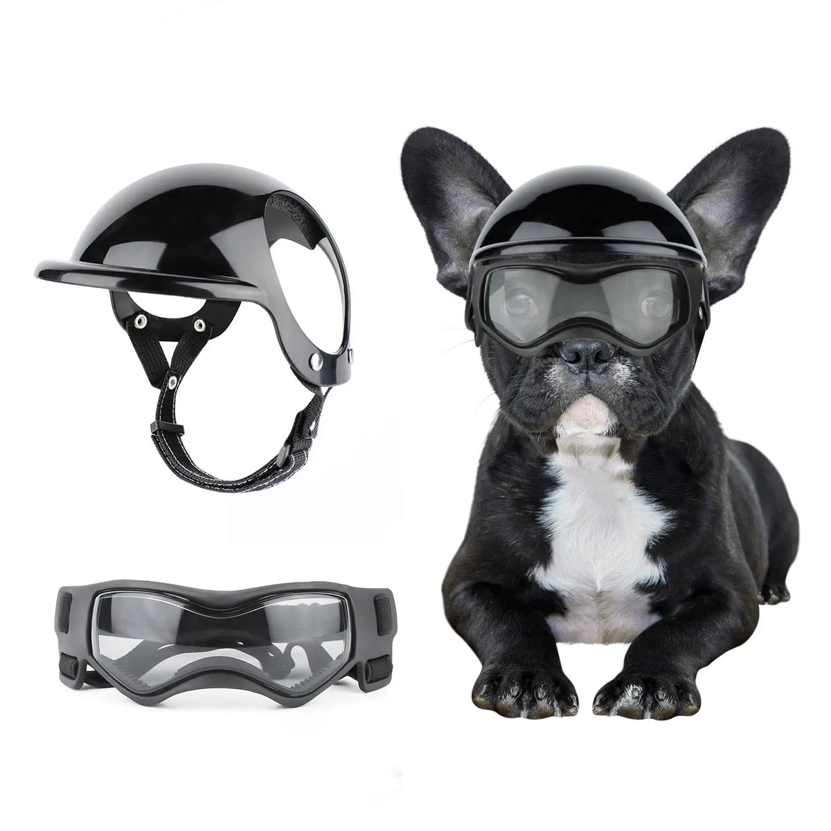 Dog Helmet Goggles for Small Dogs Pet Goggles Hat with Ear Holes Adjustable Straps