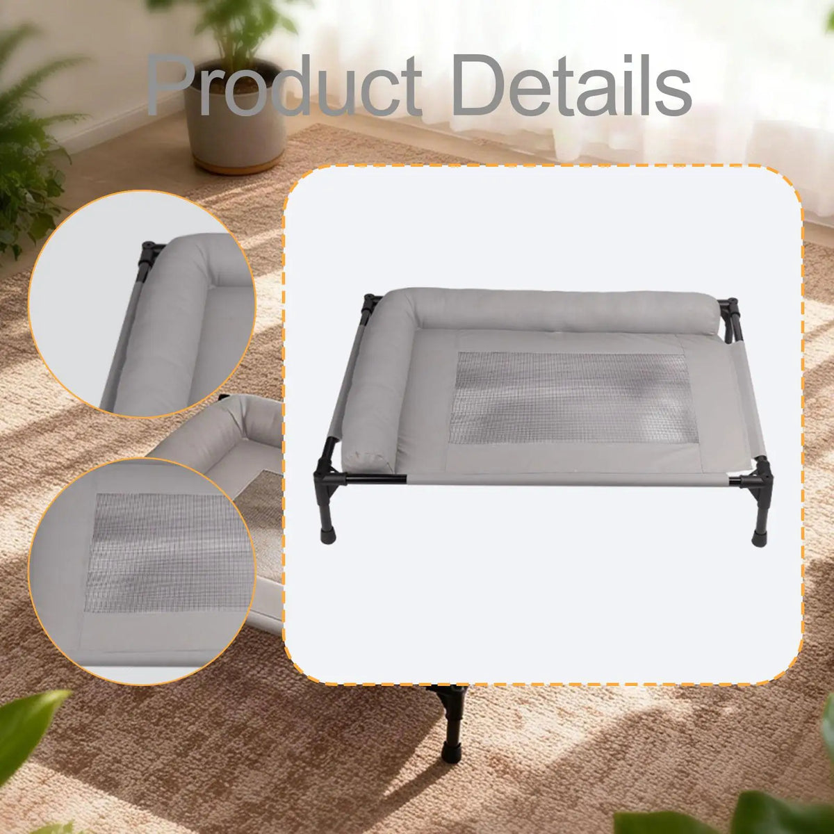 Elevated Pet Bed Multifunctional Spacious Heavy Duty Easy Clean Comfortable Indoor Pet Supplies Accessory Metal Frame