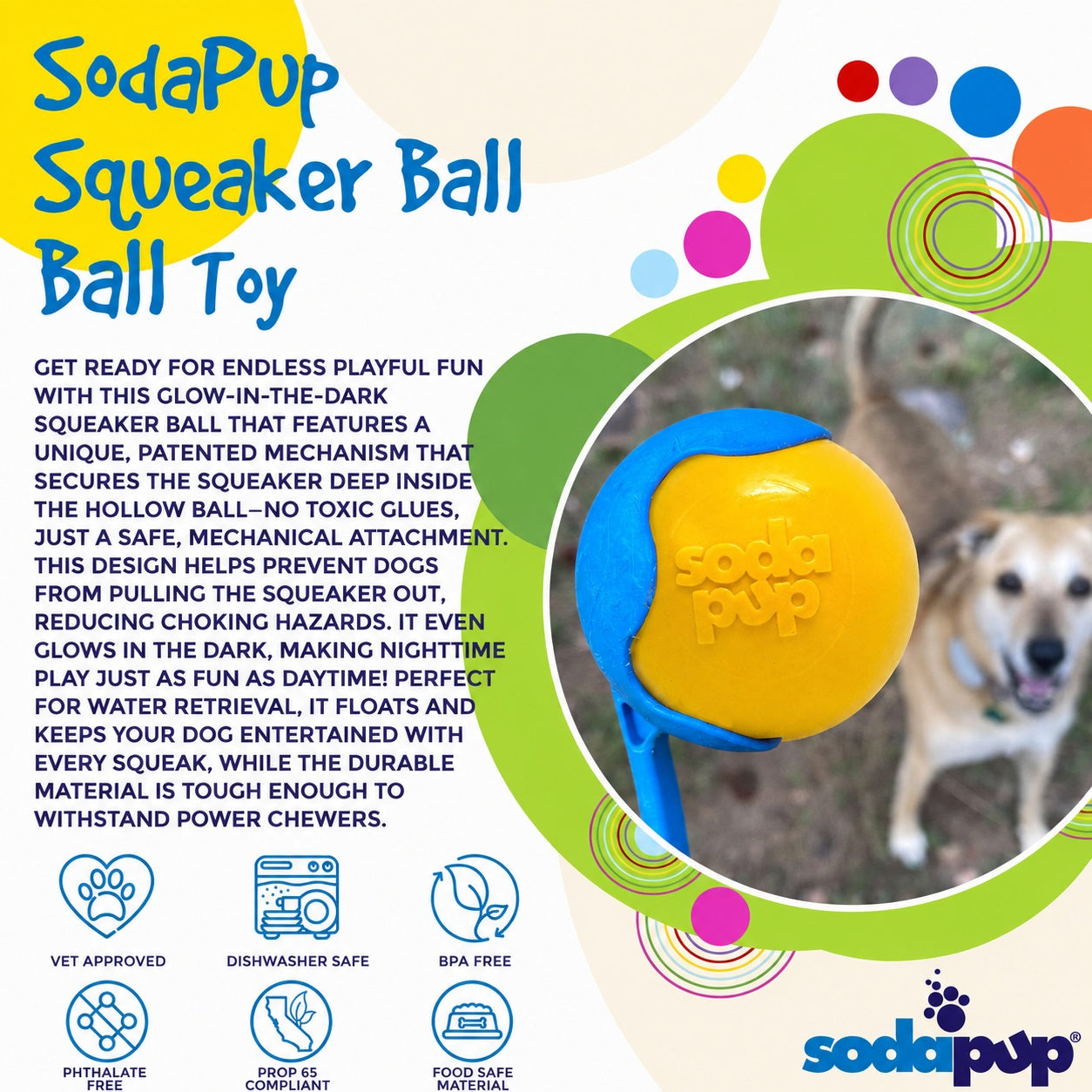 Squeak Ball - Durable Squeaky Dog Toy Floats