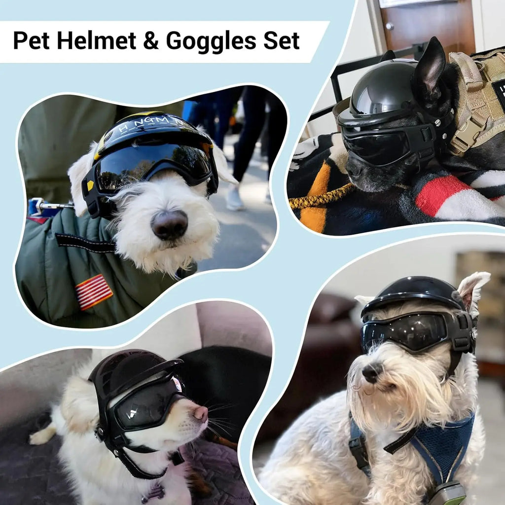 Dog Helmet Goggles for Small Dogs Pet Goggles Hat with Ear Holes Adjustable Straps