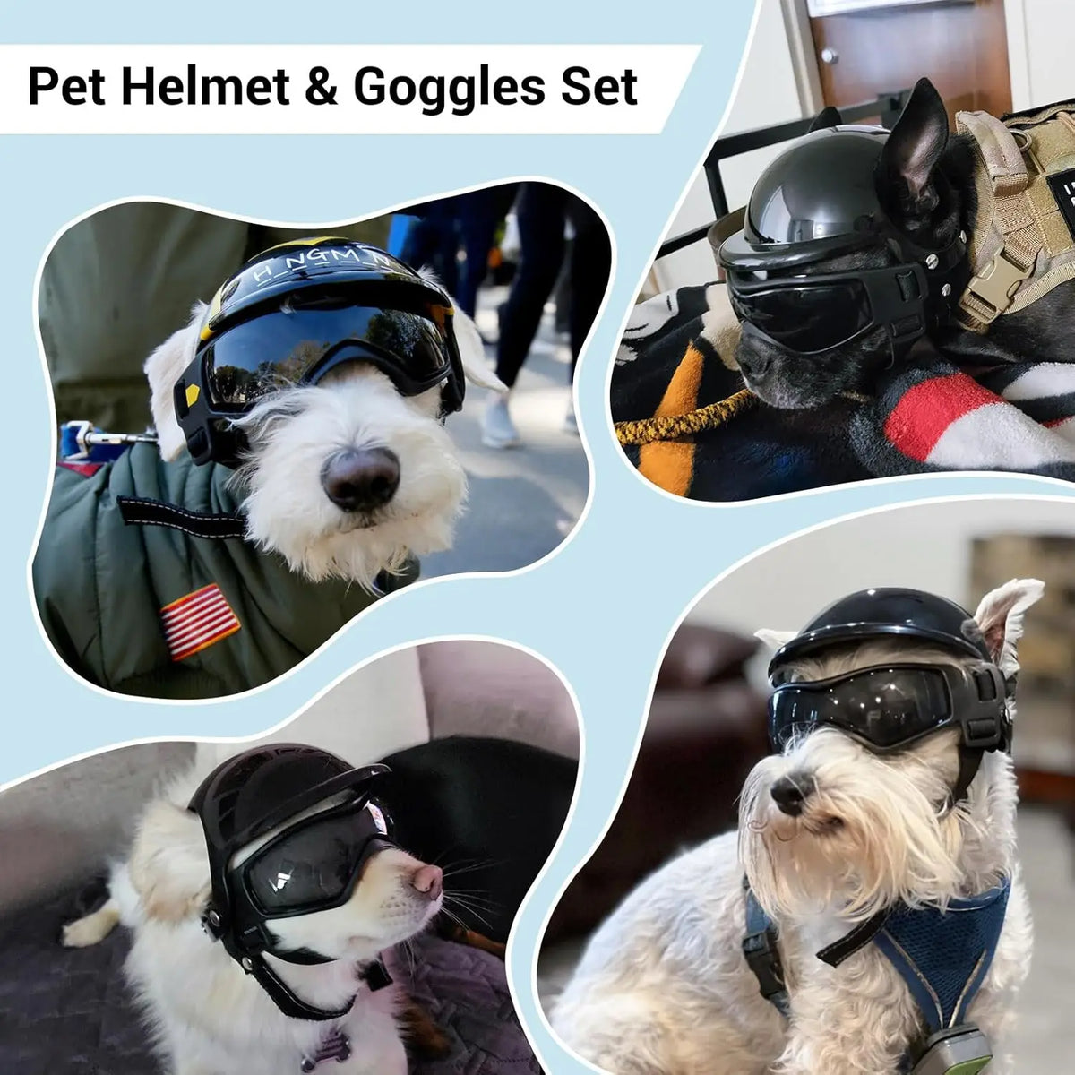 Dog Helmet Goggles for Small Dogs Pet Goggles Hat with Ear Holes Adjustable Straps