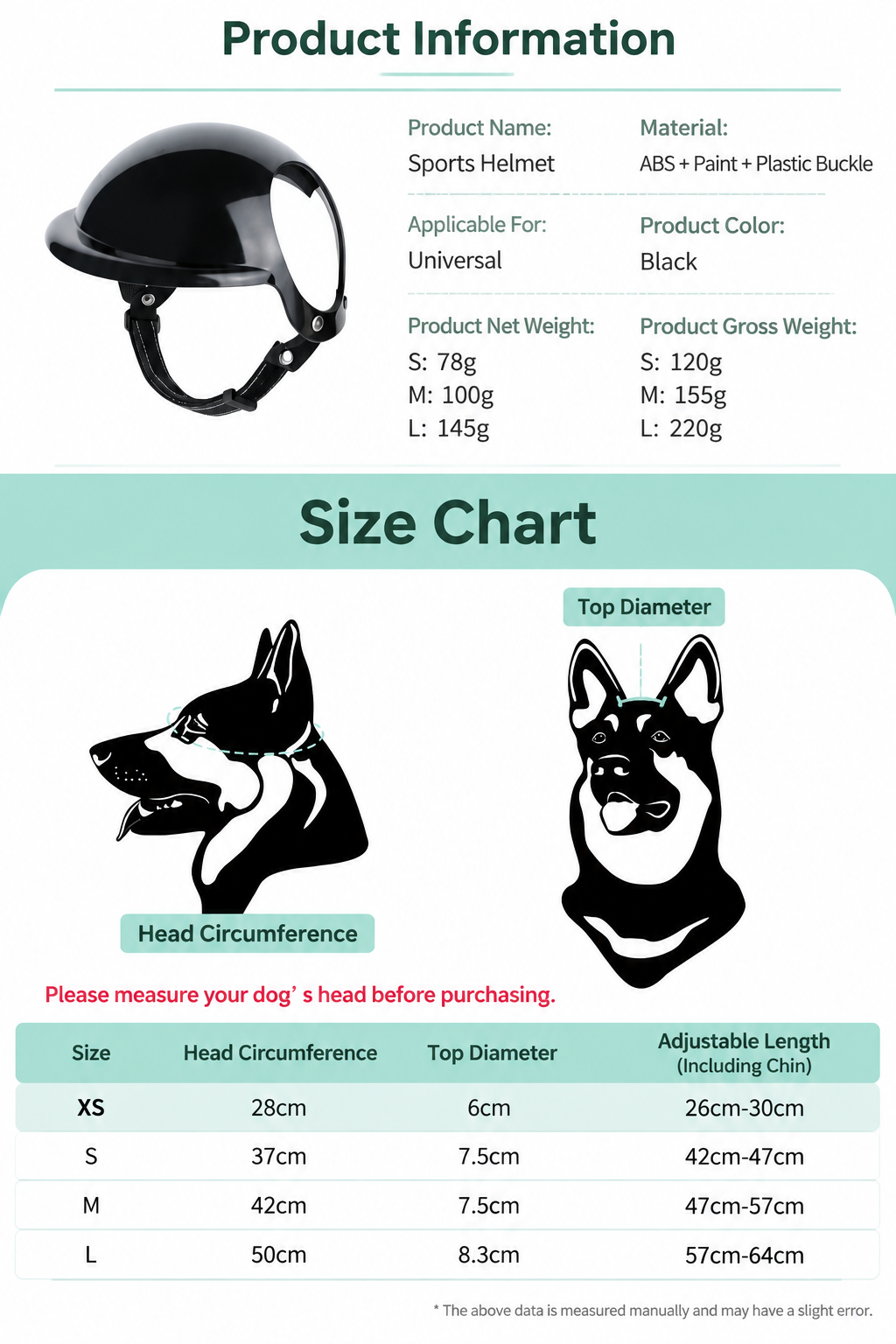 Dog Helmet Goggles for Small Dogs Pet Goggles Hat with Ear Holes Adjustable Straps