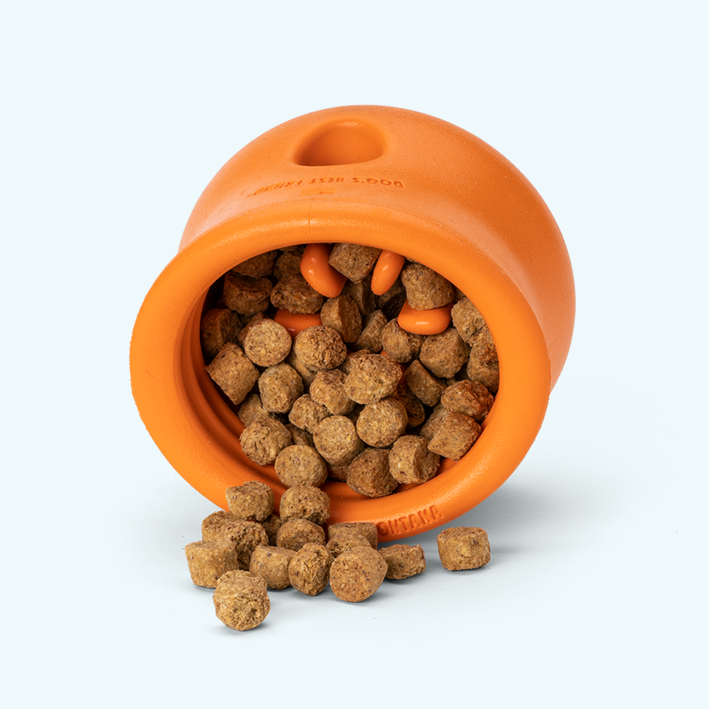 Puzzle toy that doubles as a slow feeder