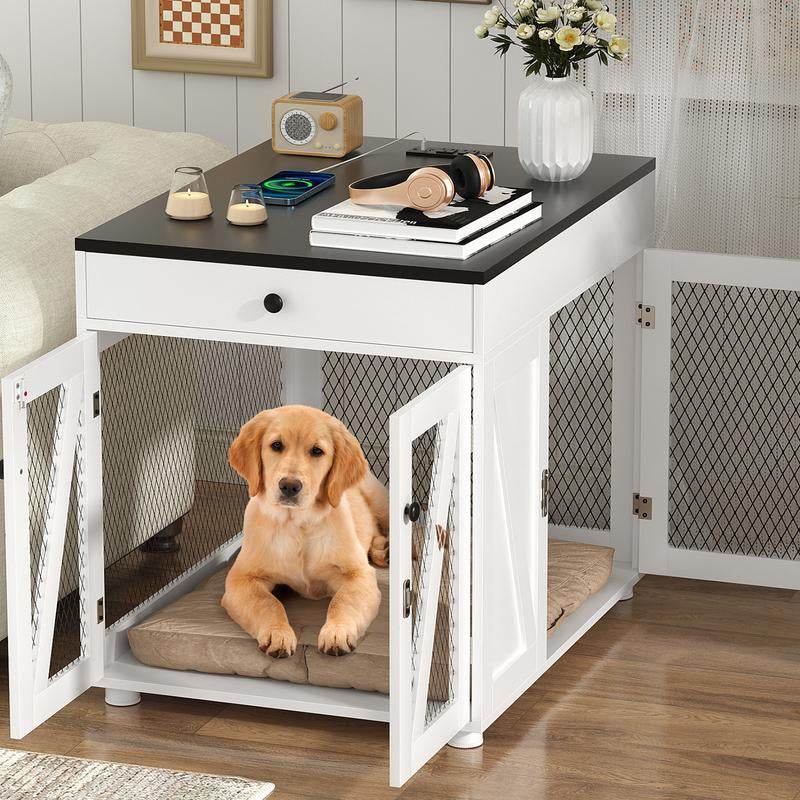 Dog Crate End Table Furniture with Drawer
