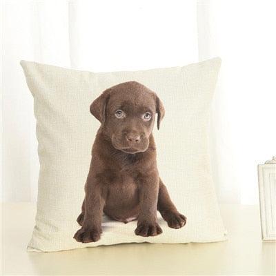 Cute Pet Dog Printed Cushion Cover Linen Pillow Cover