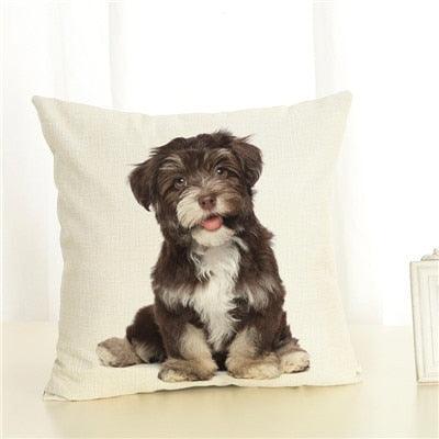 Cute Pet Dog Printed Cushion Cover Linen Pillow Cover