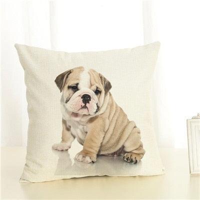 Cute Pet Dog Printed Cushion Cover Linen Pillow Cover