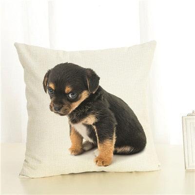 Cute Pet Dog Printed Cushion Cover Linen Pillow Cover