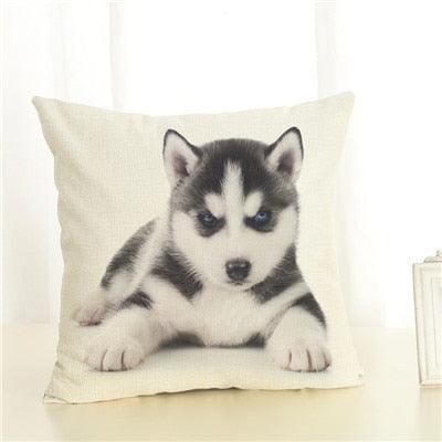 Cute Pet Dog Printed Cushion Cover Linen Pillow Cover