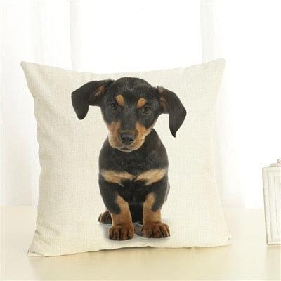 Cute Pet Dog Printed Cushion Cover Linen Pillow Cover