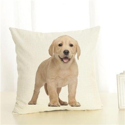 Cute Pet Dog Printed Cushion Cover Linen Pillow Cover