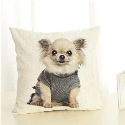 Cute Pet Dog Printed Cushion Cover Linen Pillow Cover
