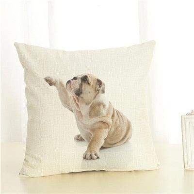 Cute Pet Dog Printed Cushion Cover Linen Pillow Cover
