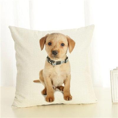 Cute Pet Dog Printed Cushion Cover Linen Pillow Cover