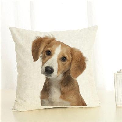 Cute Pet Dog Printed Cushion Cover Linen Pillow Cover