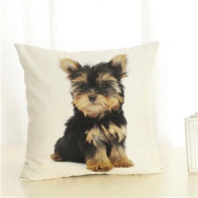 Cute Pet Dog Printed Cushion Cover Linen Pillow Cover