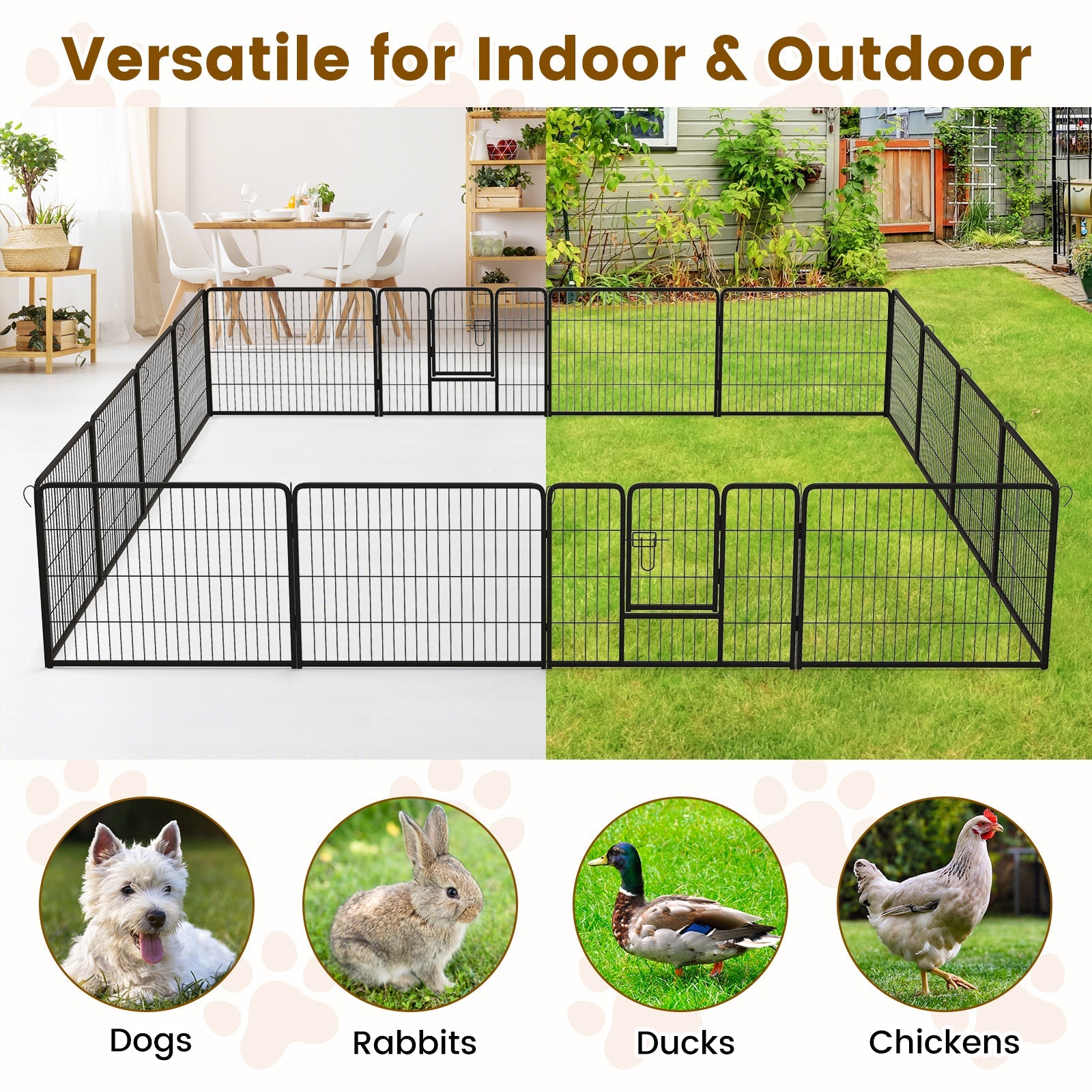 16 Panel 24/32/40 Inches Height Dog Playpen