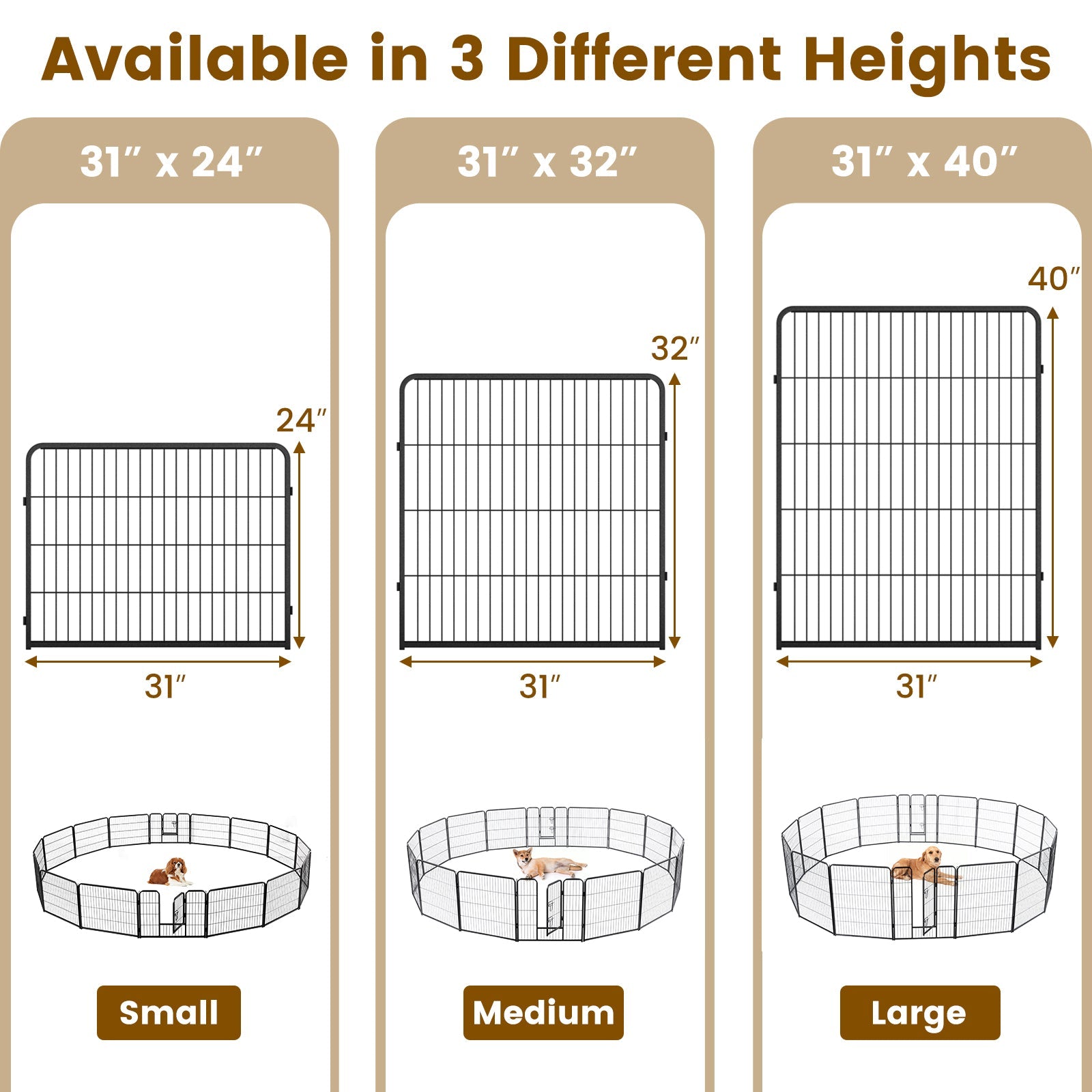 16 Panel 24/32/40 Inches Height Dog Playpen