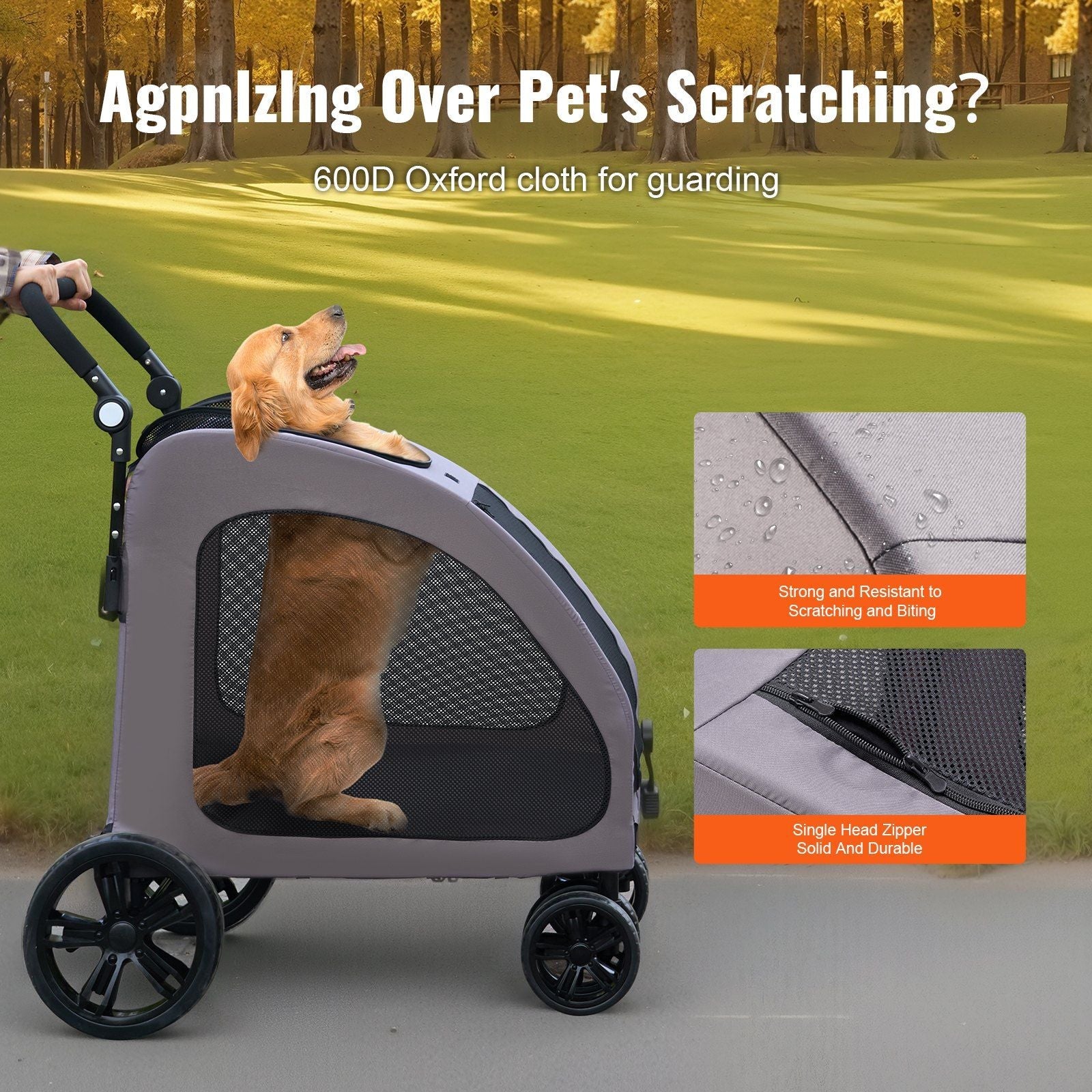 4-Wheels Pet Stroller 160lbs Weight Capacity
