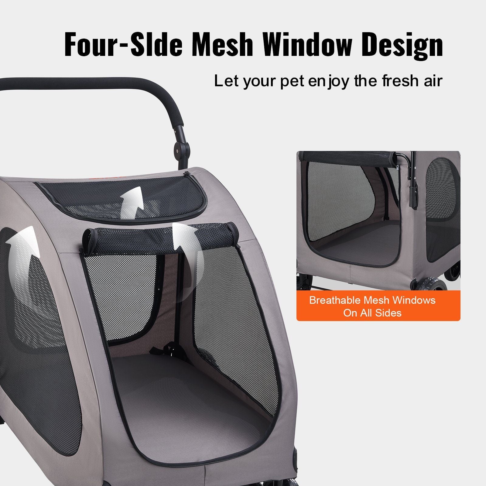 4-Wheels Pet Stroller 160lbs Weight Capacity