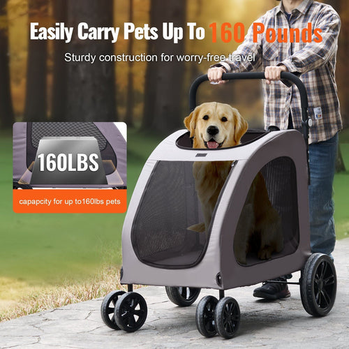 4-Wheels Pet Stroller 160lbs Weight Capacity