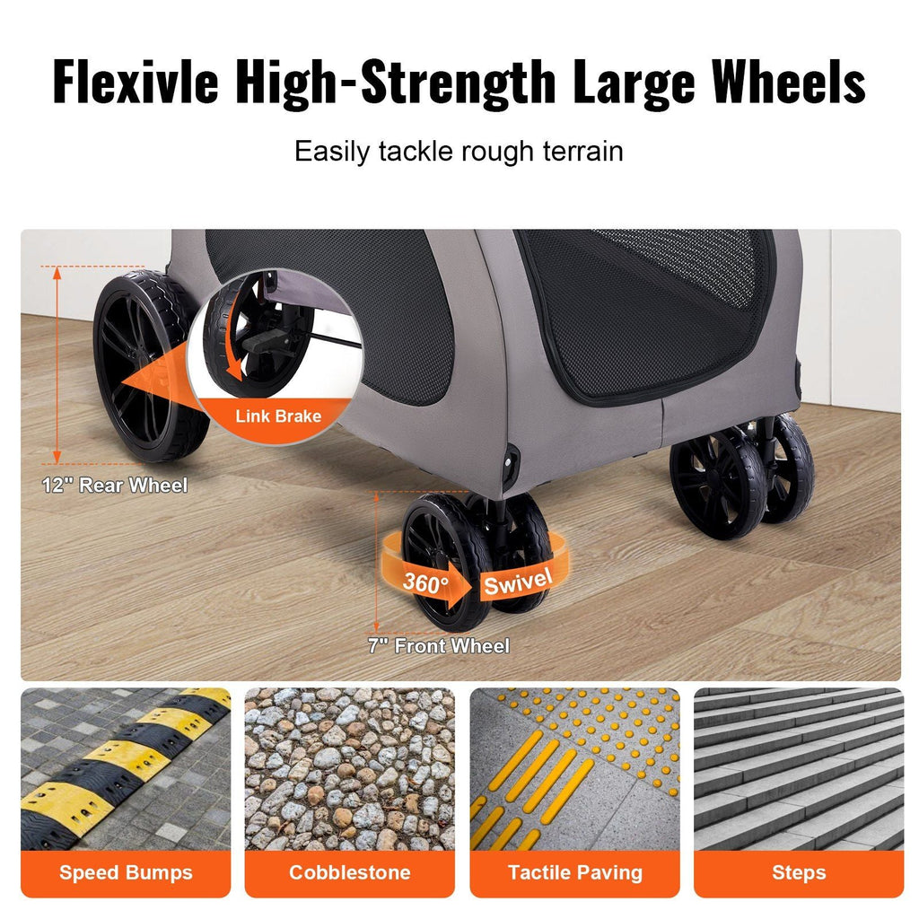 4-Wheels Pet Stroller 160lbs Weight Capacity