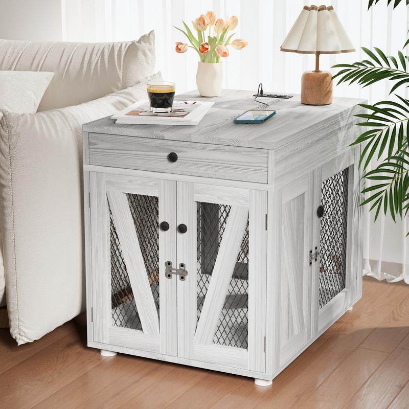 Dog Crate End Table Furniture with Drawer