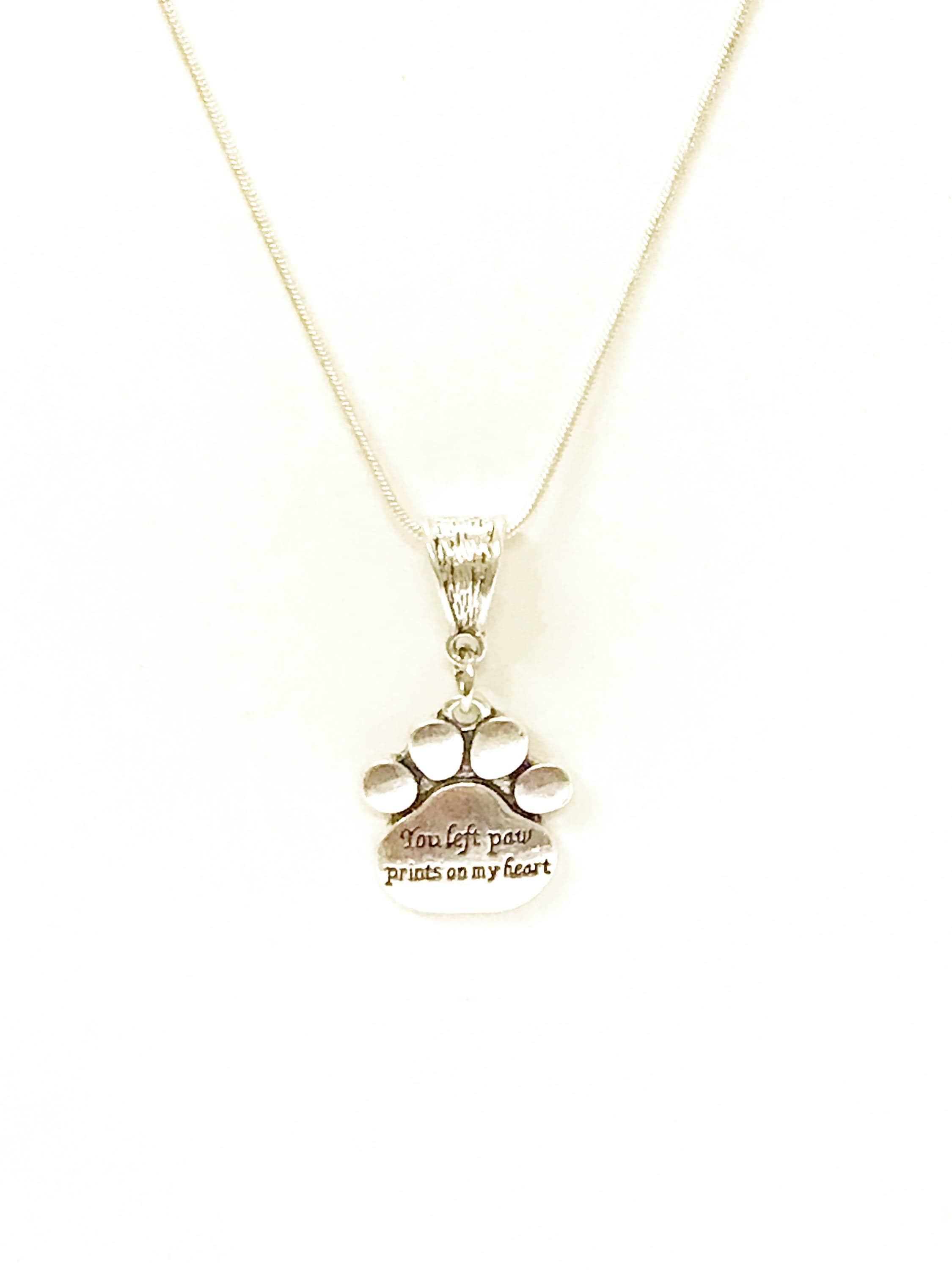 You Left Paw Prints on My Heart Pet Memorial Necklace
