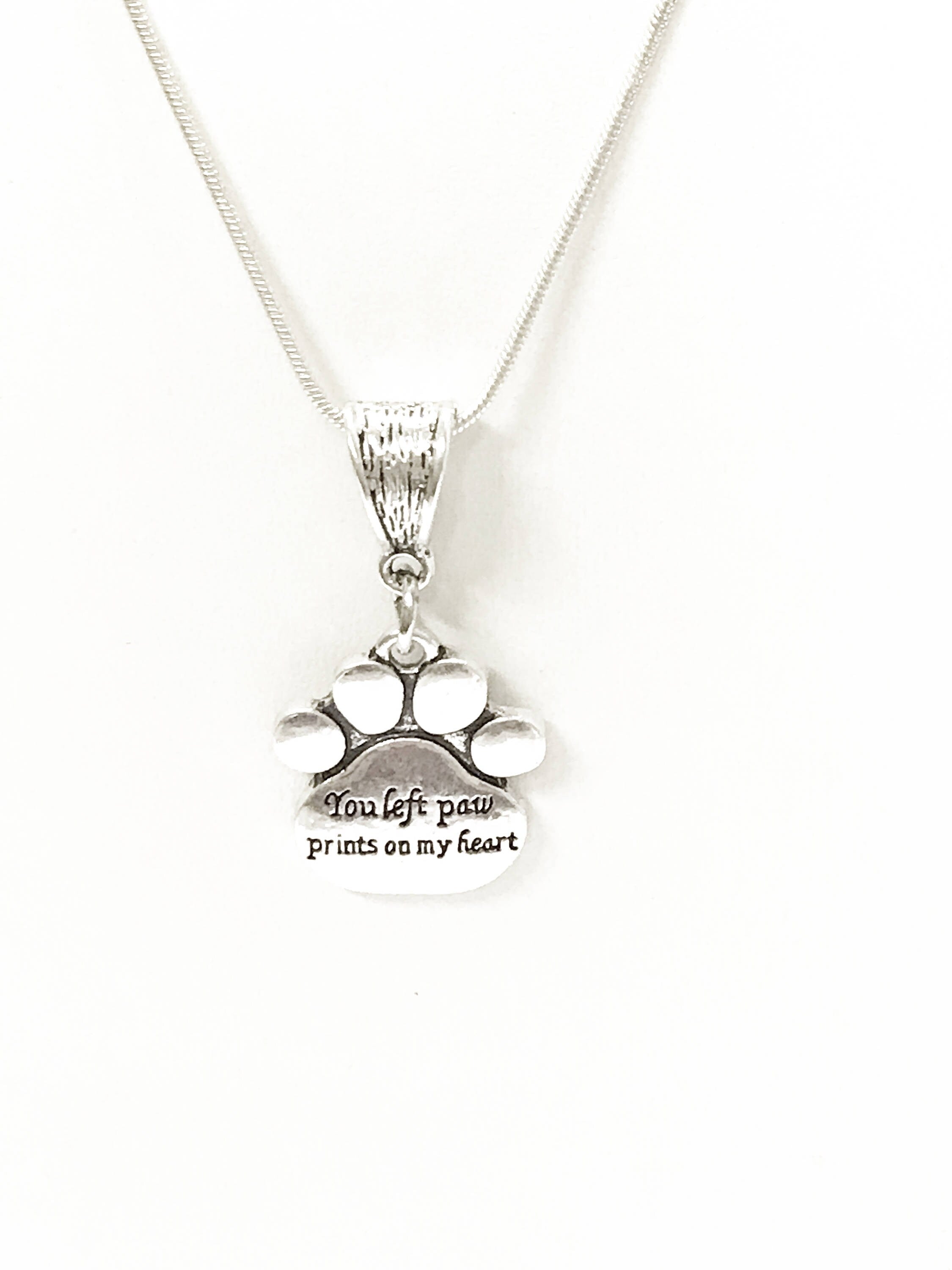 You Left Paw Prints on My Heart Pet Memorial Necklace