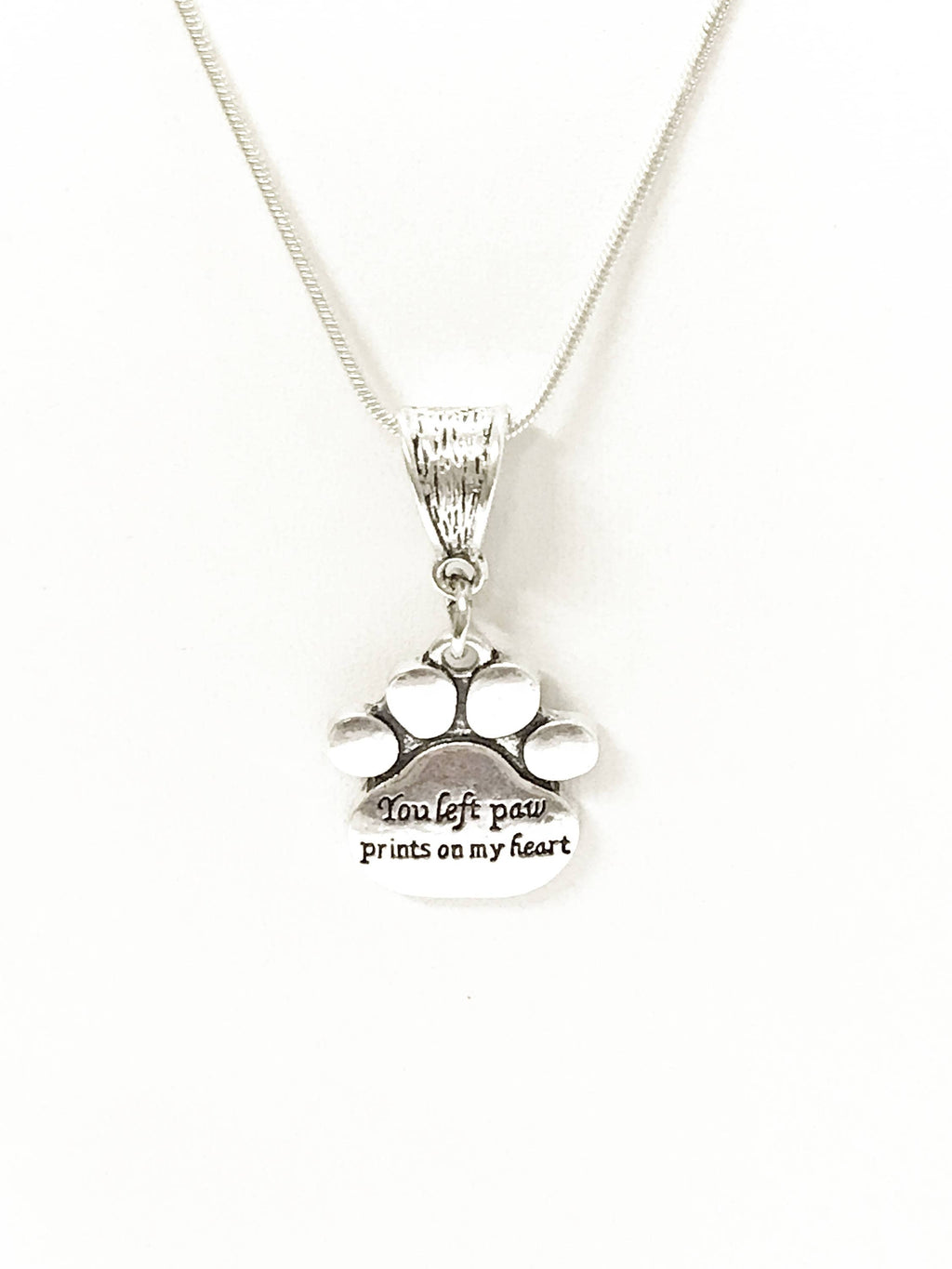 You Left Paw Prints on My Heart Pet Memorial Necklace