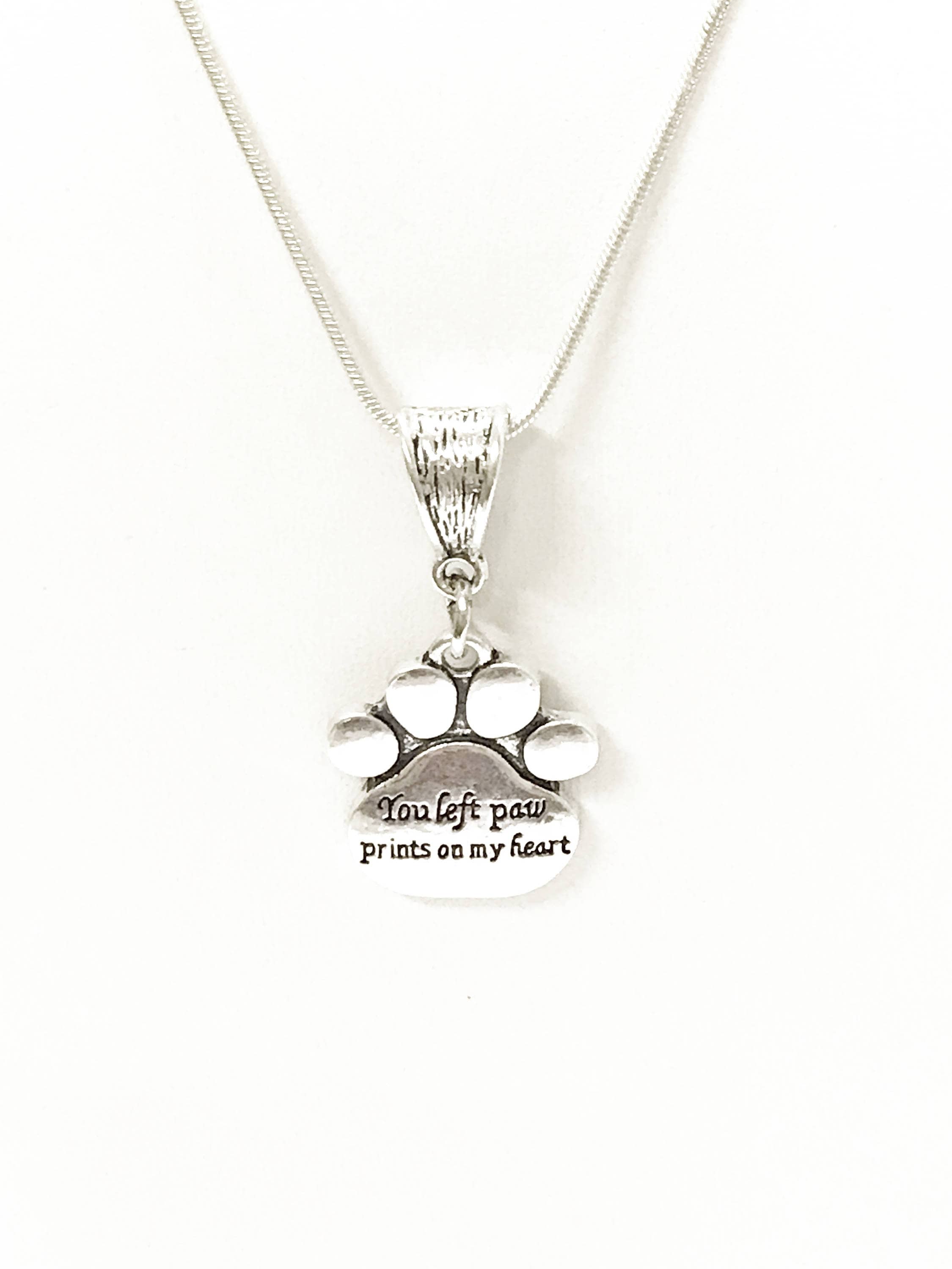 You Left Paw Prints on My Heart Pet Memorial Necklace