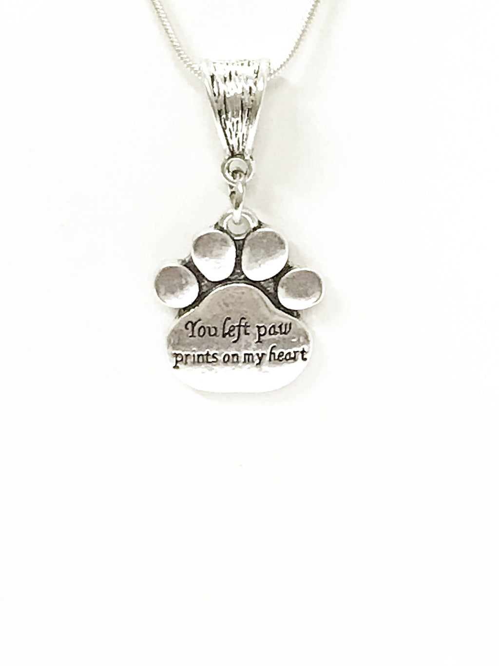 You Left Paw Prints on My Heart Pet Memorial Necklace