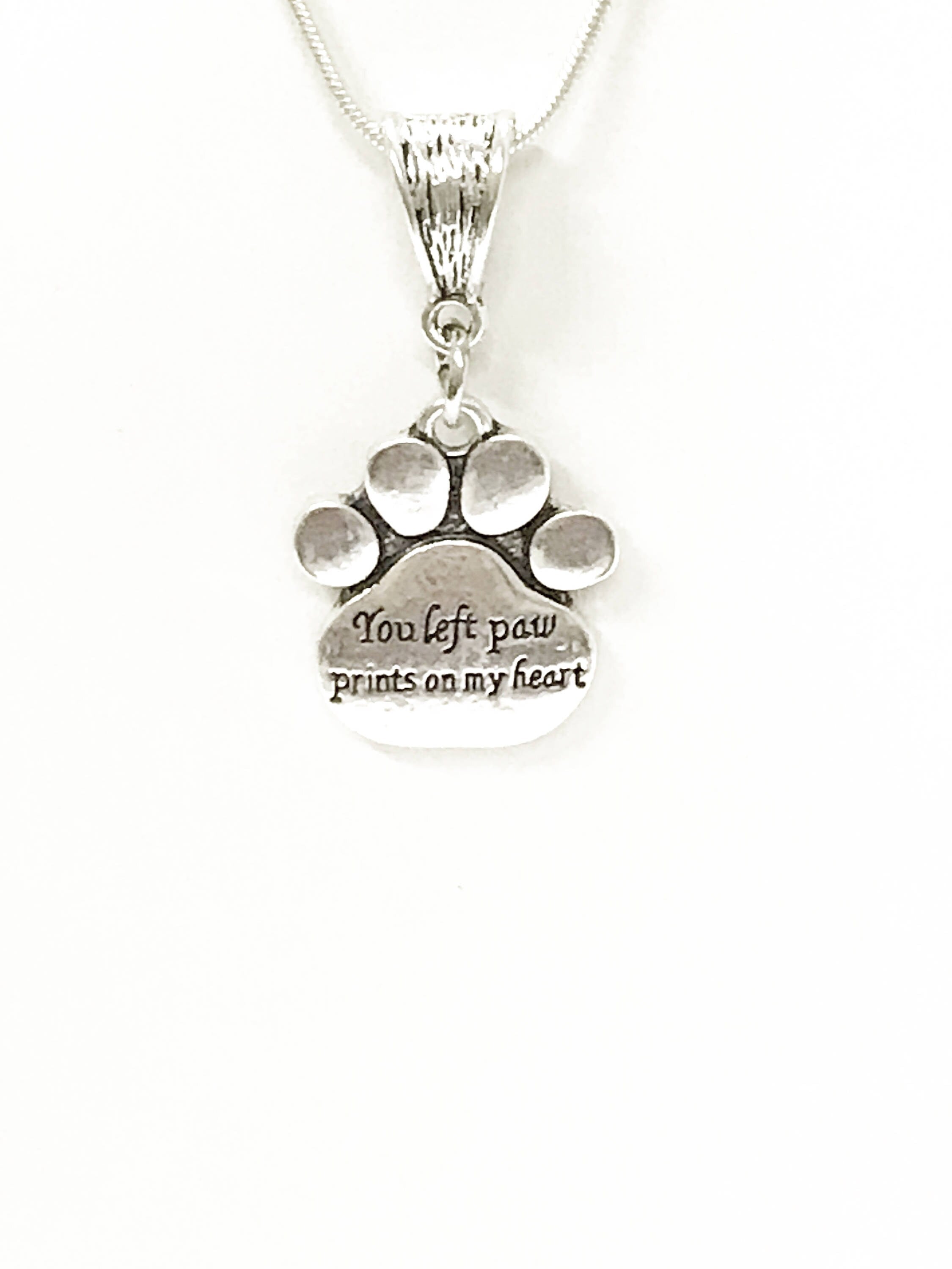 You Left Paw Prints on My Heart Pet Memorial Necklace