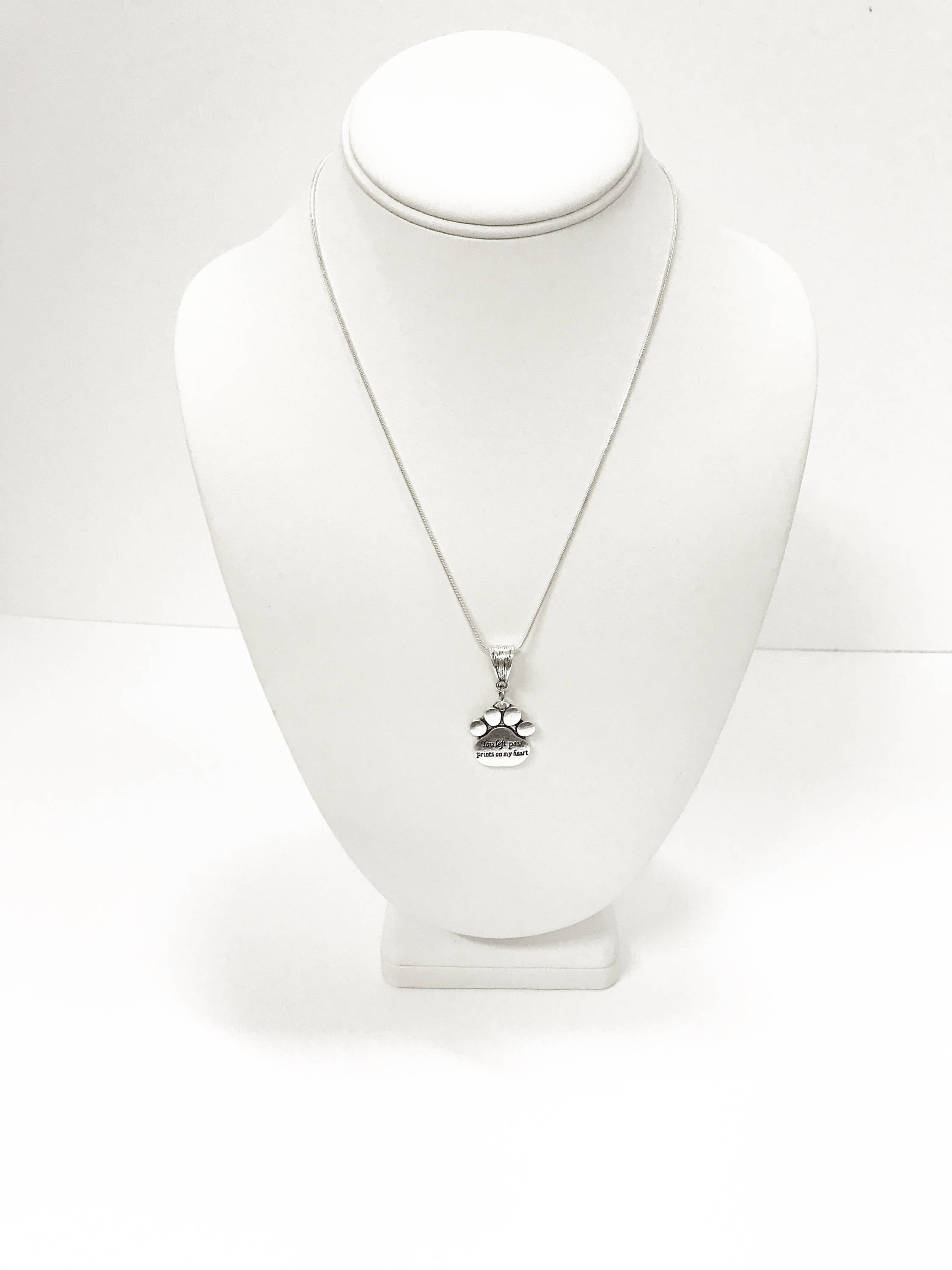 You Left Paw Prints on My Heart Pet Memorial Necklace