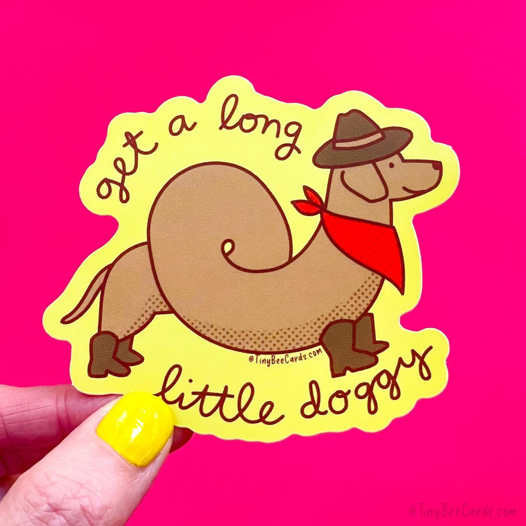 Cowboy Dachshund Vinyl Sticker