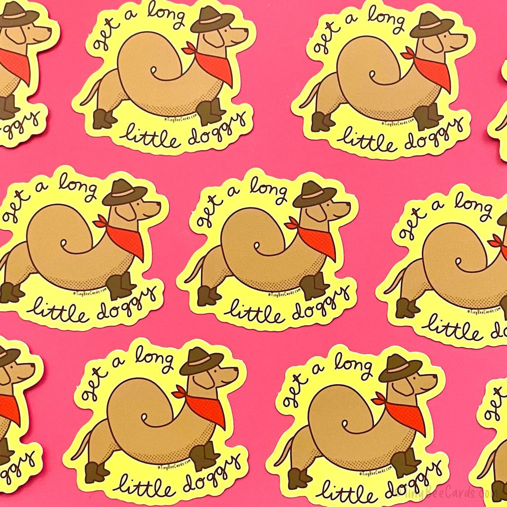Cowboy Dachshund Vinyl Sticker