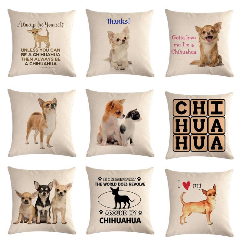 Pet Dog Elegant Design Linen Cotton Throw Pillow Covers