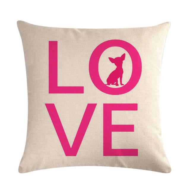 Pet Dog Elegant Design Linen Cotton Throw Pillow Covers