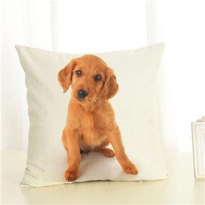 Cute Pet Dog Printed Cushion Cover Linen Pillow Cover