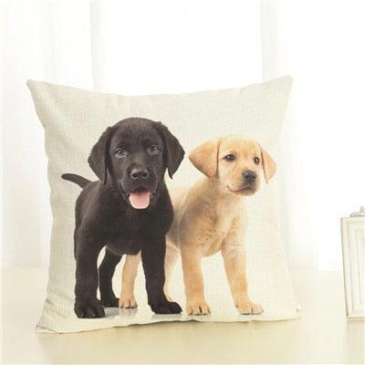 Cute Pet Dog Printed Cushion Cover Linen Pillow Cover