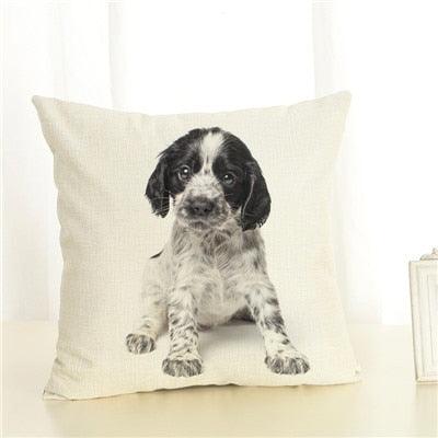 Cute Pet Dog Printed Cushion Cover Linen Pillow Cover
