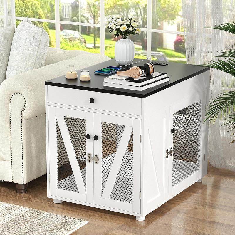 Dog Crate End Table Furniture with Drawer